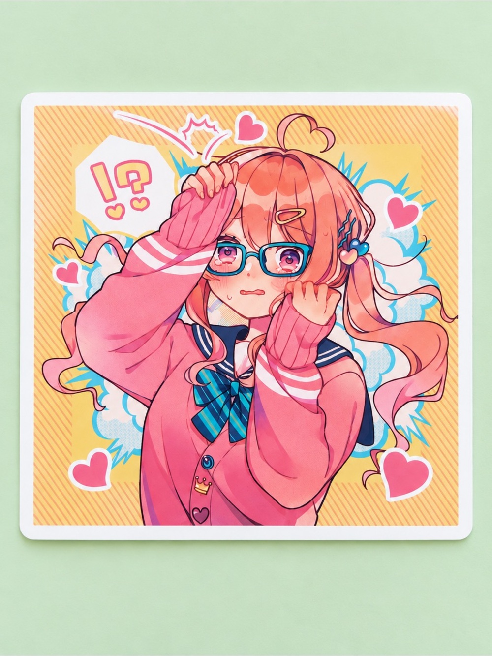 Hana Amagi | Pink Glasses Girl | Anime Vinyl Sticker | 5/$10